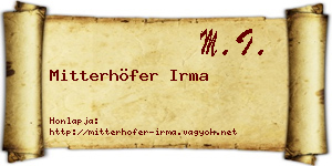 Mitterhöfer Irma névjegykártya